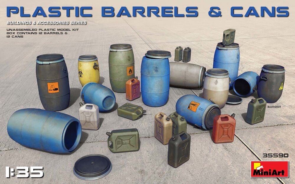 MiniArt Plastic Barrels &amp; Cans 1/35 #35590