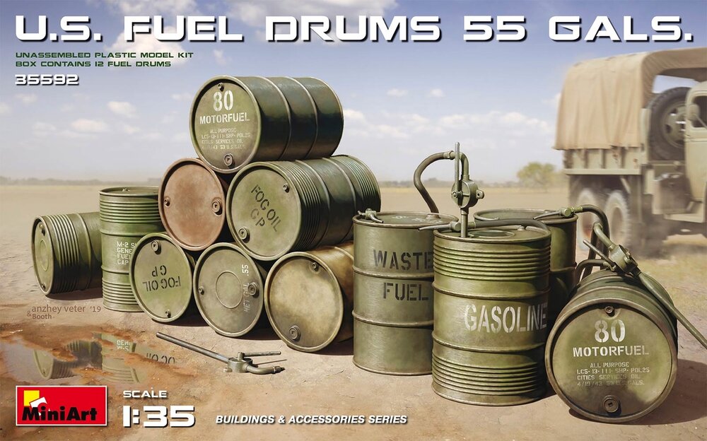 MiniArt 35592 U.S. Fuel Drums 55 Gals. 1:35