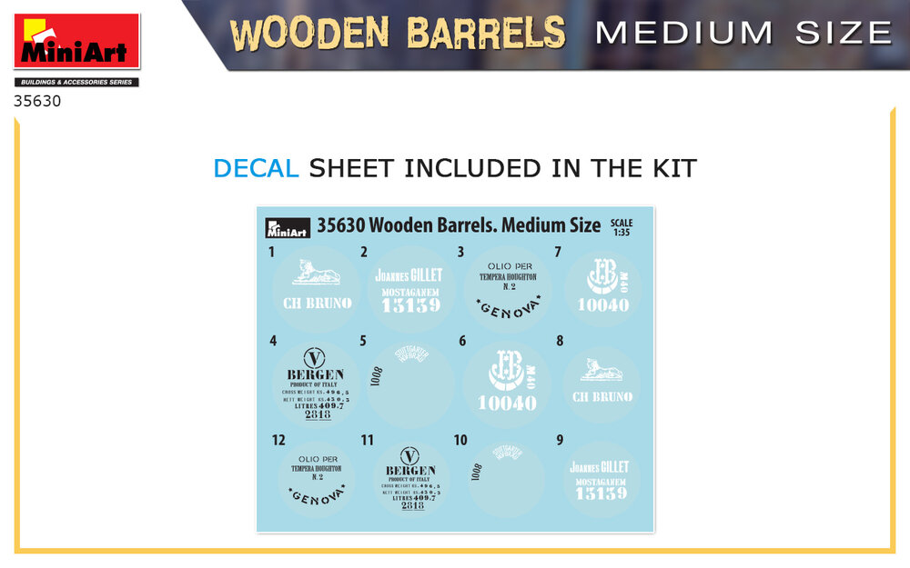 MiniArt 35630 Wooden Barrels Medium Size 1:35