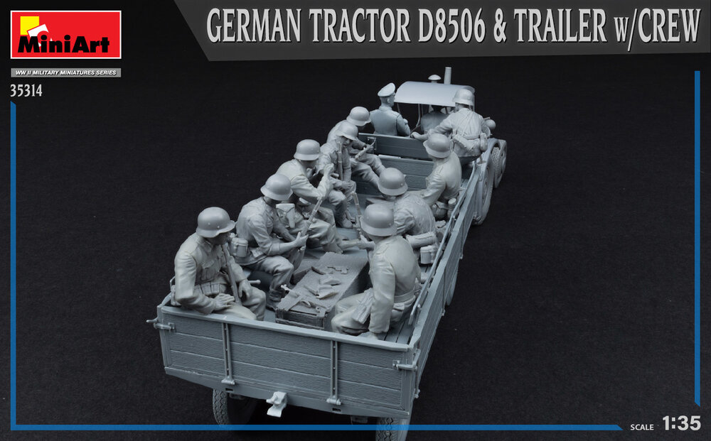MiniArt 35314 German Tractor D8506 &amp; Trailer Crew 1/35