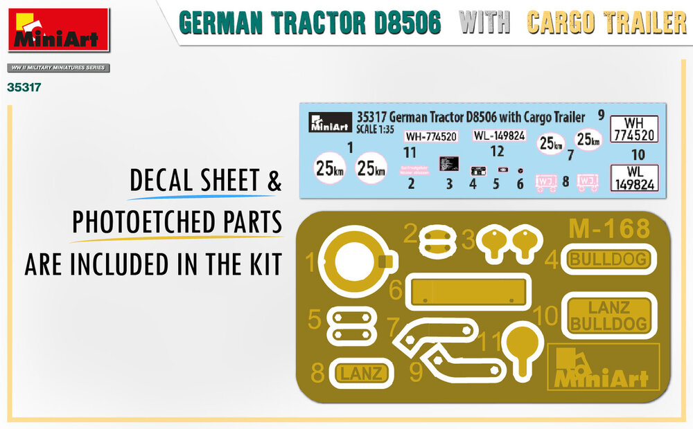 MiniArt 35317 German Tractor D8506 with Cargo Trailer 1/35