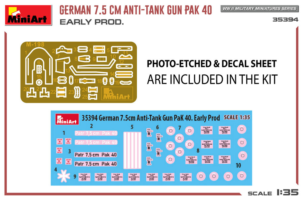 MiniArt 35394 German 7.5cm Anti-Tank Gun Pak 40. Early Prod 1:35