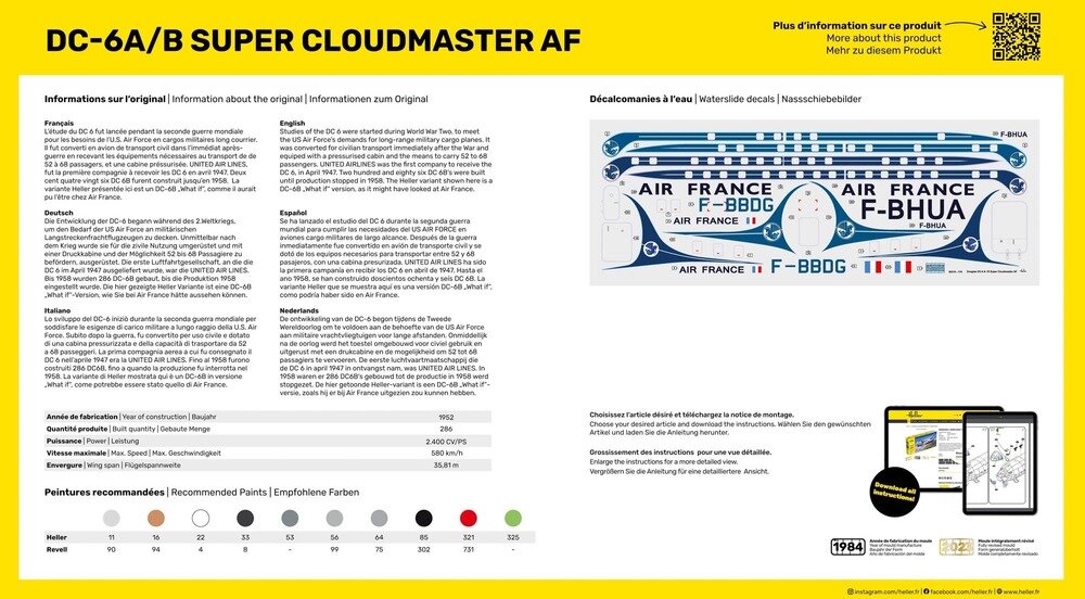 Heller 80315 DC6 Super Cloudmaster AF 1/72