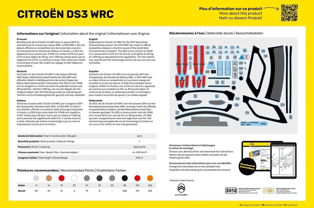 Heller 80758 Citroen DS3 WRC 1/24