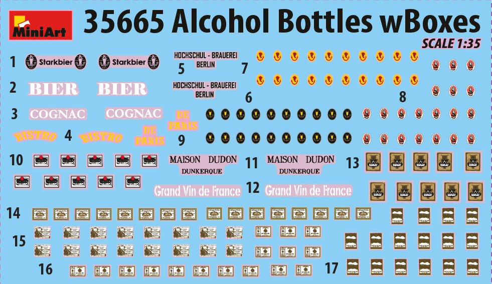 MiniArt 35665 Alcohol Bottles with Boxes 1/35