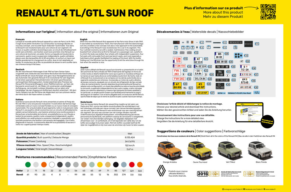 Heller 82704 Renault 4 TL / GTL Sun Roof 1/24