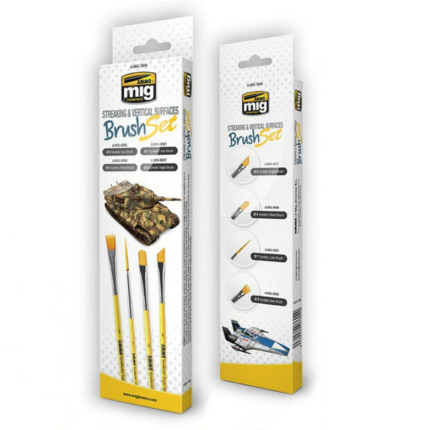 AMMO Mig 7604 Streaking &amp; Vertical Surfaces Brush Set