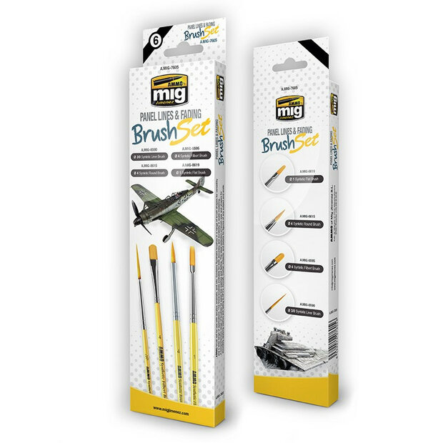 AMMO Mig 7605 Panel Lines And Fading Brush Set