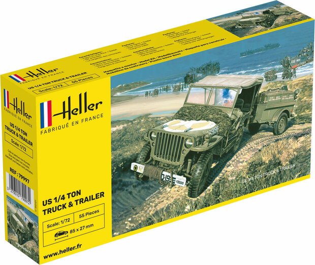 Heller 79997 US 1/4 Ton Truck &amp; Trailer 1/72