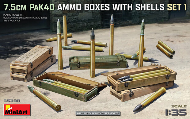 MiniArt 35398 7.5cm Pak40 Ammo Boxes with Shells Set 1 1/35