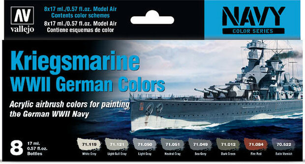 Vallejo 71615 Kriegsmarine WWII German Colors Paint Set