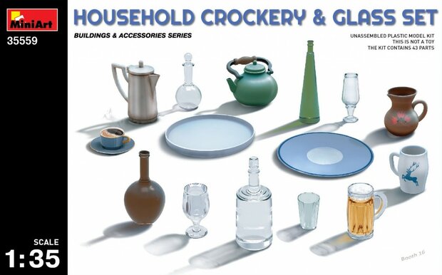 MiniArt Household Crockery &amp; Glass Set 1:35 (35559)