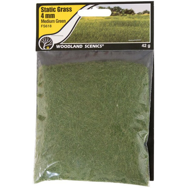 Woodland Scenics Static Grass Medium Green 4mm #FS618
