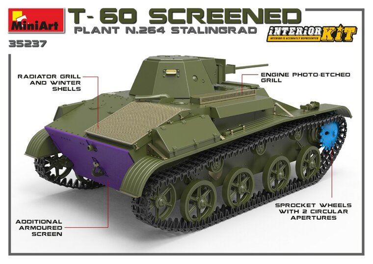 MiniArt 35237 T-60 Screened (Plant No.264 Stalingrad) Interior Kit 1/35