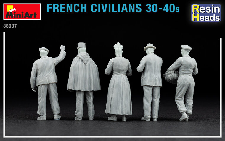 MiniArt 38037 French Civilians &rsquo;30-&rsquo;40s. Resin Heads 1/35