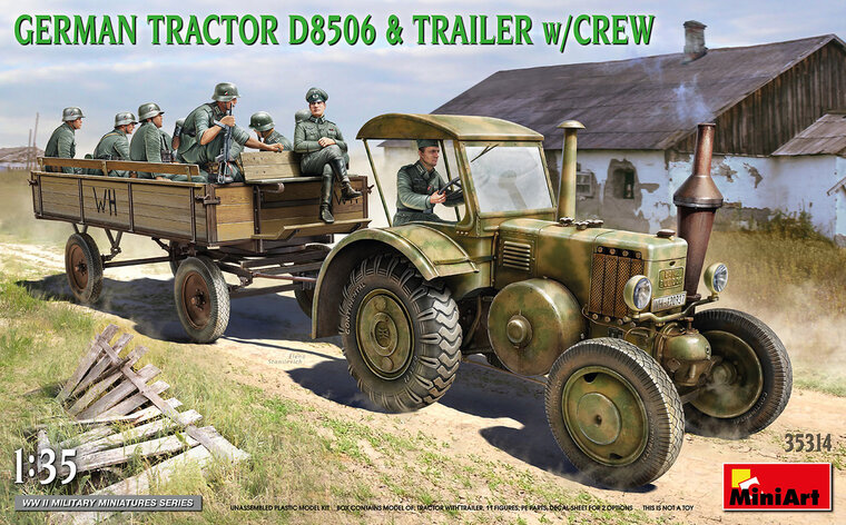 MiniArt 35314 German Tractor D8506 &amp; Trailer Crew 1/35
