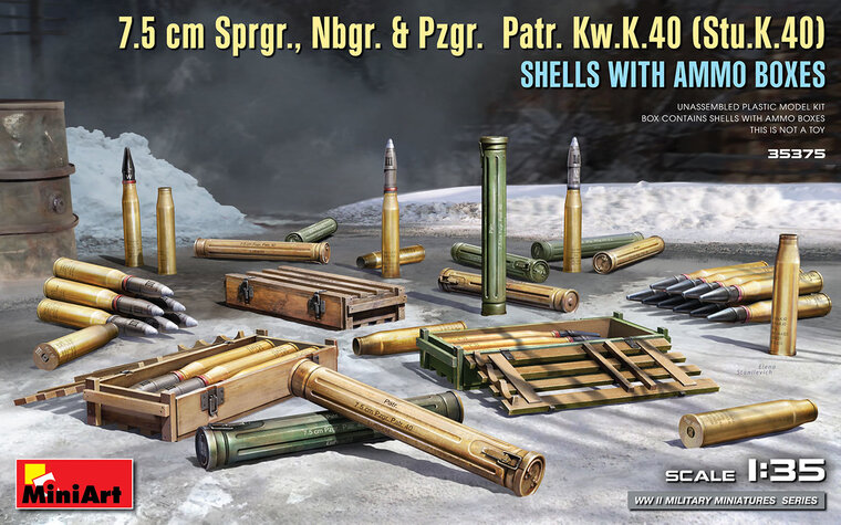 MiniArt 35375 Shells with Ammo Boxes 1/35