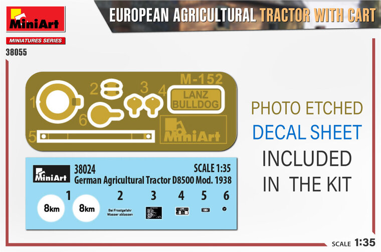 MiniArt 38055 European Agricultural Tractor with Cart 1/35