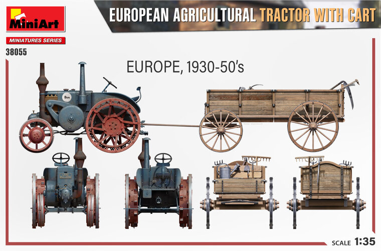MiniArt 38055 European Agricultural Tractor with Cart 1/35