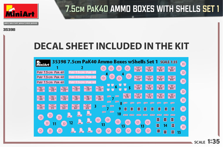 MiniArt 35398 7.5cm Pak40 Ammo Boxes with Shells Set 1 1/35