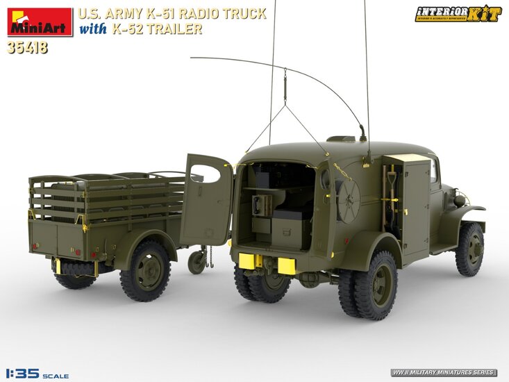 MiniArt 35418 Us Army K-51 Radio Truck With K-52 Trailer 1:35