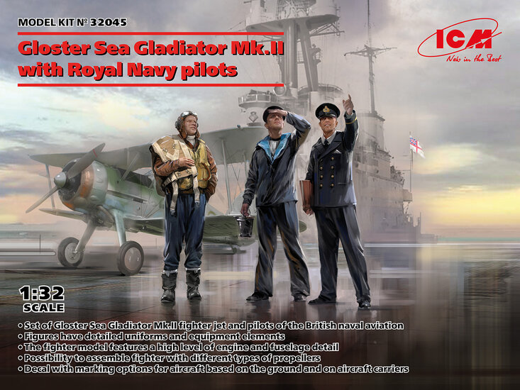 ICM 32045 Gloster Sea Gladiator Mk.II With Royal Navy pilots 1/32