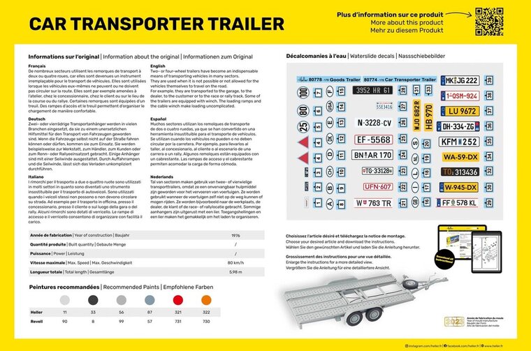 Heller 80774 Car Transporter Trailer 1/24