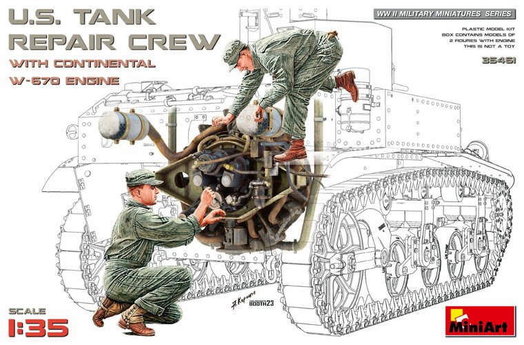 MiniArt 35461 U.S. Tank Repair Crew With Continental W-670 Engine 1/35