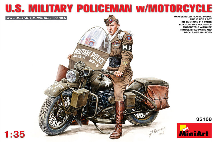 MiniArt U.S. Military Policeman with Motorcycle 1:35 (35168)