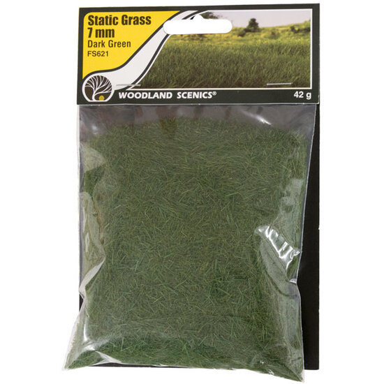Woodland Scenics Static Grass Dark Green 7mm #FS621