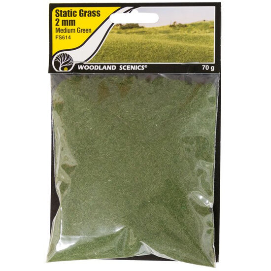Woodland Scenics Static Grass Medium Green 2mm #FS614