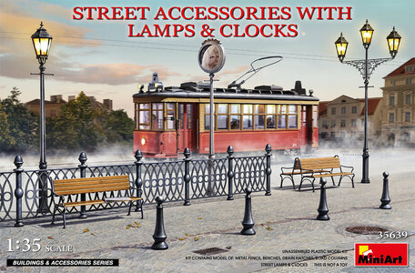 MiniArt Street Accessories with Lamps & Clocks 1:35