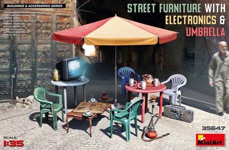 MiniArt Street Furniture with Electronics & Umbrella 1:35