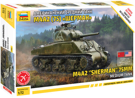 Zvezda M4A2 Sherman 75mm Medium Tank 1:72