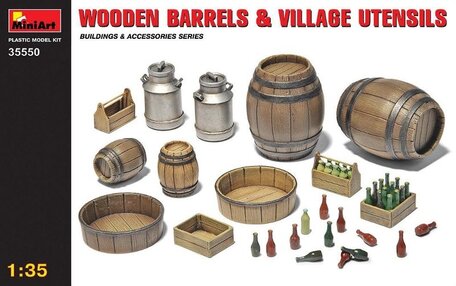 MiniArt Wooden Barrels and Village Utensils 1:35