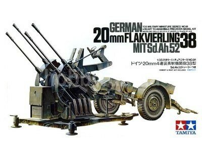 Tamiya German 20mm Flakvierling 38 with Sd.Ah.52 1:35
